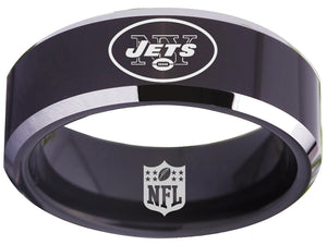 New York Jets Ring 8mm Black Tungsten Ring #jets