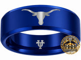 Texas Longhorns Ring | Blue Logo Ring | Customizable Wedding Band