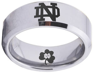 Notre Dame Ring Wedding Ring 8mm Silver Tungsten Wedding Band Sz 4 - 17