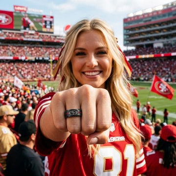 San Francisco 49ers Ring | Black & Red CZ | Customizable