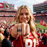 San Francisco 49ers Ring | Black & Red CZ | Customizable