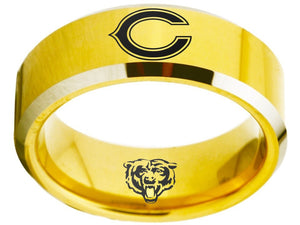 Chicago Bears Ring Gold Ring 8mm Tungsten Wedding Ring #bears
