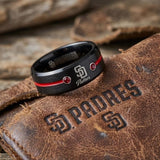 San Diego Padres Ring | Black & Red CZ | Wedding Band