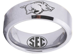 Arkansas Razorbacks Ring Silver Ring Tungsten Ring #arkansas #razorbacks