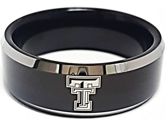 Texas Tech Red Raiders Ring Wedding Band 8mm Black Tungsten Wedding Ring 4 - 17
