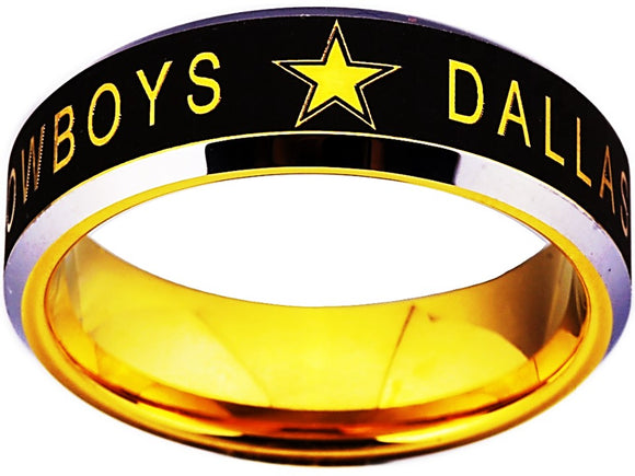 Dallas Cowboys Ring Black and Gold Tungsten Ring #dallas #cowboys #nfl