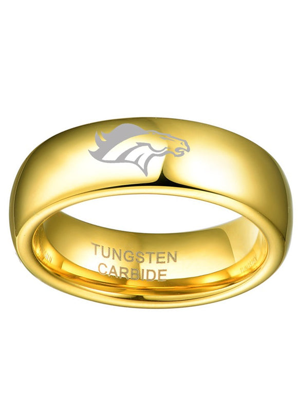 Denver Broncos Ring Wedding Band Tungsten 6mm Gold Ring Size 5 - 11