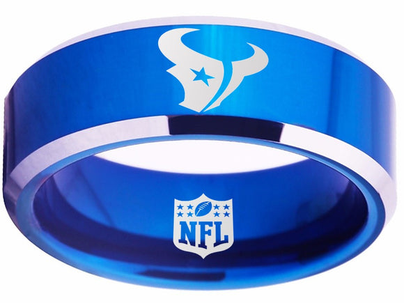 Houston Texans Ring Blue Ring Tungsten Ring #texans