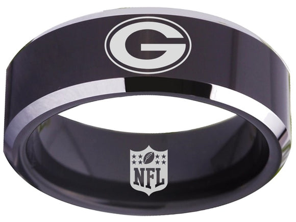 Green Bay Packers Ring 8mm Black Tungsten Ring #packers