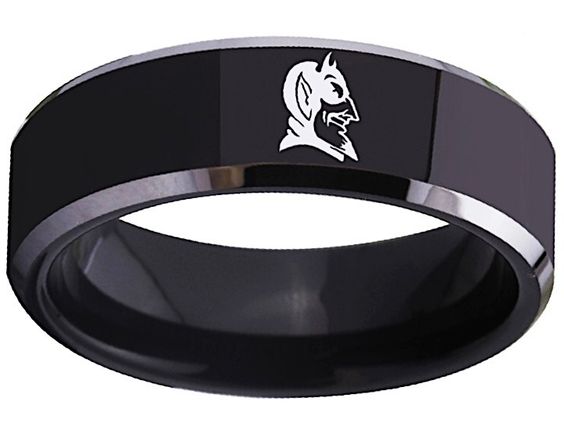 Duke Blue Devils Ring Black Tungsten Engraved Ring 8mm Band Sizes 4 - 17 #DukeBlueDevils