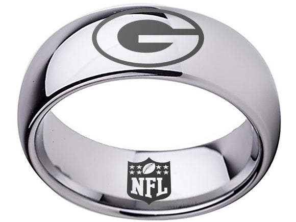 Green Bay Packers Ring Silver Ring 8mm Tungsten #packers #nfl