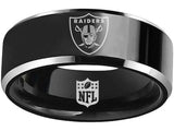Oakland Raiders Ring 8mm Black Tungsten Wedding Ring Size 4 - 17 #Raiders