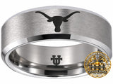 Texas Longhorns Ring | Matte Silver Ring | UT Wedding Band