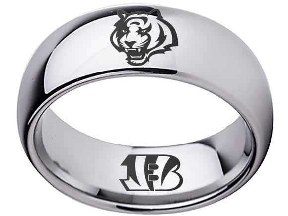 Cincinnati Bengals Ring 8mm Silver Tungsten Wedding Ring #bengals #cincinnatibengals