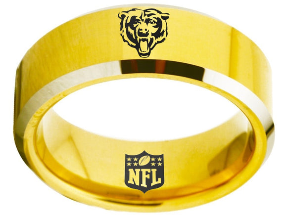 Chicago Bears Ring Bears Gold Ring Tungsten Wedding Ring #bears
