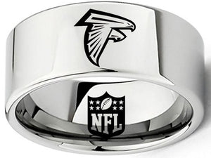 Atlanta Falcons Ring Falcons Logo Ring Wedding Band Silver 12mm Tungsten #atl #falcons