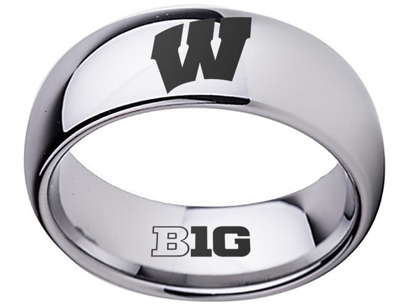 Wisconsin Badgers Ring Silver Ring 8mm Tungsten #badgers #ncaa