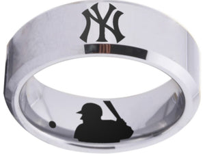 New York Yankees Ring Yankees Logo Ring Silver and Black #newyork #yankees