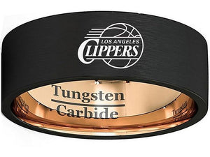 LA Clippers Ring 8mm Black & Rose Gold Tungsten Ring #clippers