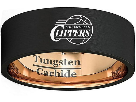 LA Clippers Ring 8mm Black & Rose Gold Tungsten Ring #clippers