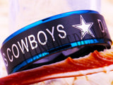 Dallas Cowboys Football Ring Wedding Band Black and Blue Tungsten 8mm Ring Size 5 - 16