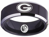 Green Bay Packers Ring | Black & Silver Wedding Band | Sizes 4-17 #lombardi