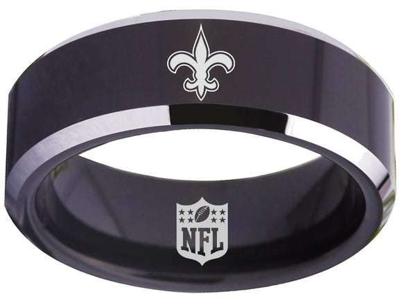 New Orleans Saints Ring 8mm Black Tungsten Ring #saints