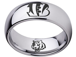 Cincinnati Bengals Ring Silver Ring 8mm Tungsten Wedding Band #bengals #nfl