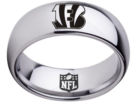 Cincinnati Bengals Ring Silver Wedding Band | Sizes 5-16 #bengals #cincinnatibengals