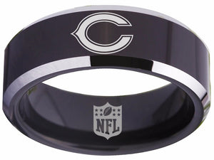 Chicago Bears Ring Bears Logo Black 8mm Tungsten Ring #bears