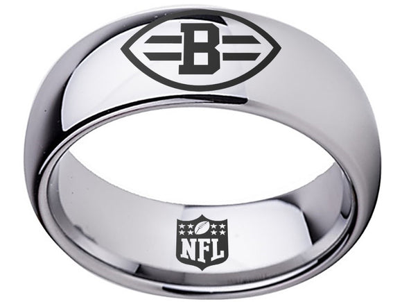 Cleveland Browns Ring Silver Ring 8mm Tungsten #browns #nfl