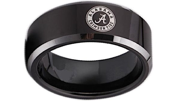 Alabama Crimson Tide Ring Alabama Ring Black Tungsten sized 4 - 17 #alabama #crimsontide #ncaa