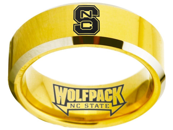 NC State Ring Men's Ring Wolfpack Ring Gold and Black Logo Wedding Ring #ncstate