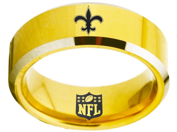 New Orleans Saints Ring 8mm Gold Tungsten Logo Ring #saints