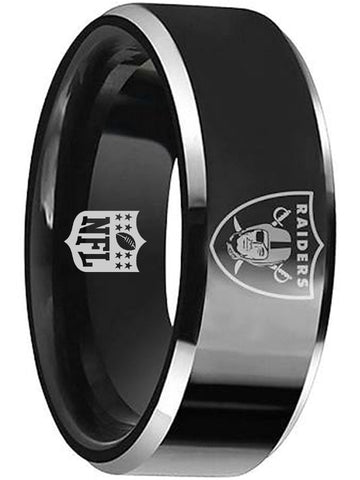 Las Vegas Raiders Ring Black and Silver Tungsten Wedding Ring #Raiders #NFL