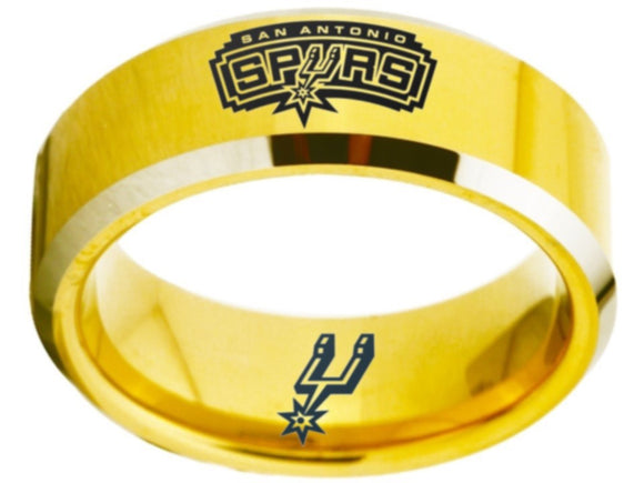 San Antonio Spurs Ring Gold Black Logo Ring Wedding Band #spurs