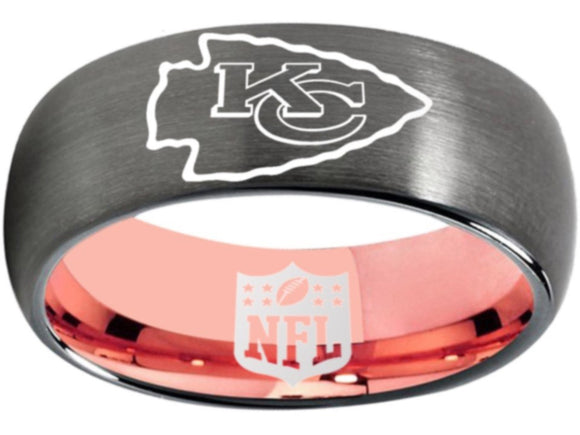 Kansas City Chiefs Ring Grey & Rose Gold Wedding Ring | Sizes 6-13 #chiefs