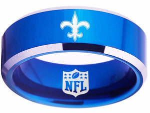 New Orleans Saints Ring 8mm BlueTungsten Logo Ring #saints