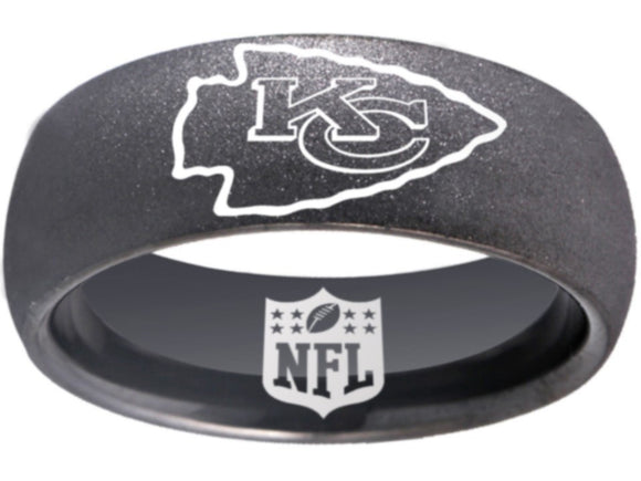 Kansas City Chiefs Ring Black Rugged Logo Ring Tungsten Ring #chiefs