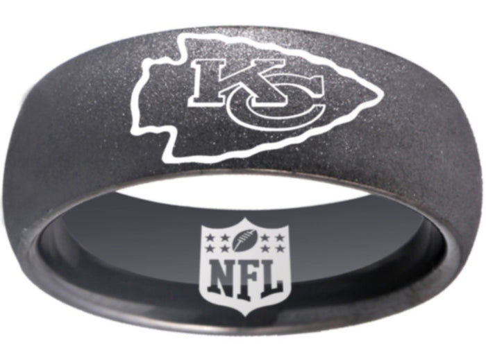 Kansas City Chiefs Ring Black Rugged Logo Ring Tungsten Ring #chiefs