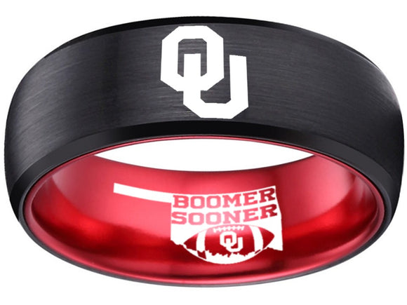 Oklahoma Sooners Ring OU Boomer Sooner Logo Black and Red Ring #sooners