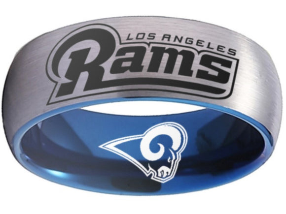 Los Angeles Rams Ring Silver and Blue Logo Ring Sizes 6 - 13 #rams