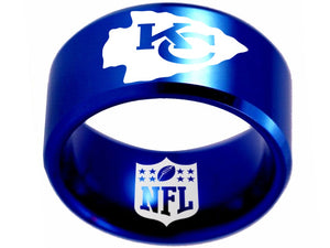 Kansas City Chiefs Ring Blue Logo Ring 12mm Tungsten Ring #chiefs #nfl