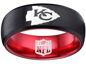 Kansas City Chiefs Ring Black and Red Logo Ring Tungsten Ring #chiefs #nfl