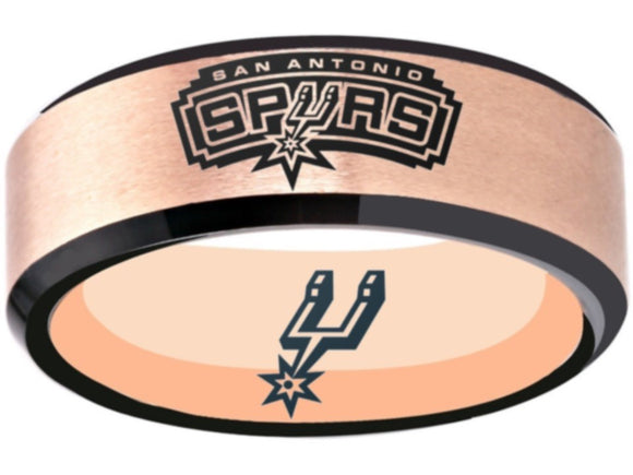 San Antonio Spurs Ring Rose Gold and Black Logo Ring Wedding Band #spurs