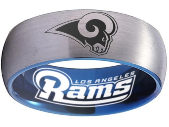 Los Angeles Rams Ring Silver and Blue Logo Ring Sizes 6 - 13 #rams