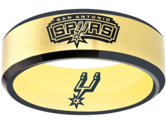 San Antonio Spurs Ring Gold and Black Logo Ring Wedding Band #spurs