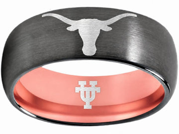 Texas Longhorns Ring | Gunmetal & Rose Gold Ring | Customizable