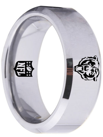 Chicago Bears Ring Silver 8mm Tungsten Wedding Ring Sizes 4 - 17 #chicagobears