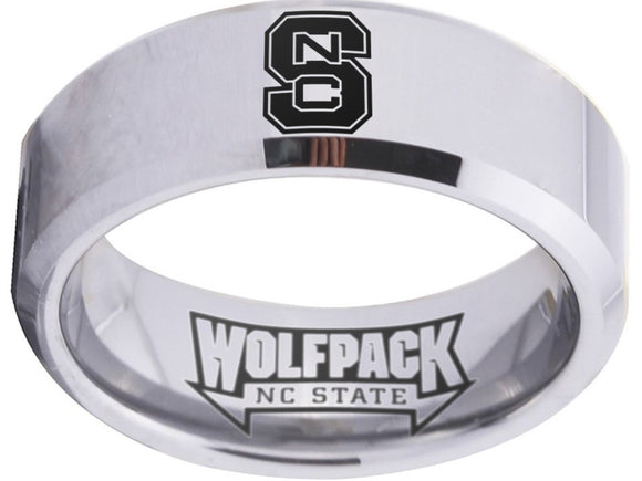 NC State Ring Men's Ring Wolfpack Ring Silver and Black Logo Wedding Ring #ncstate